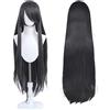 UTIEHD Parrucca lunga 100cm, parrucca cosplay costume anime universale, perfetta per feste, uso quotidiano, festival e Halloween, ideale per TV, film e cosplay di personaggi (Nero carbone)
