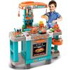 BAKAJI Cucina Giocattolo Bambini con Fornello Funzionante Luci Suoni Forno e 34 Accessori Gioco Dimensione 87 x 78 x 29 cm (Azzurro)