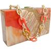 Anopo Acrilico Pochette e Clutch per Donne Colorato Borsa a Mano da Sera Marezzatura Geometrica Borsa a Scatola con Catena Staccabile B Oro