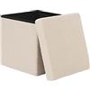 eSituro Pouf Contenitore, Sgabello Pieghevole, Poggiapiedi da Divano, Cubo Contenitore, per Giocattoli, Libri in Camera da Letto, Ingresso, Salotto 38x38x37cm, in Stoffa di Peluche Beige