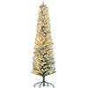 HOMCOM Albero di Natale Innevato con 329 Rami e Luci LED Bianche, in Plastica e Metallo, Ø52x180 cm, Verde