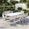 Milani Home DEXTER - set tavolo in alluminio cm 200/300 x 100 x 74 h con 8 sedie Dexter