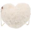 TENDYCOCO 1 borsa a tracolla in peluche a forma di cuore con catena per donna beige elegante borsa a tracolla per feste, shopping e uscite, borsa alla moda per giovani donne e adolescenti