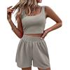 Geagodelia Tuta da Donna 2 Pezzi Canotta Top Slim Fit + Pantaloncini Set Sportivo Donna Tuta Completa Estiva Casual per Yoga Sport Regalo (A-Grigio, S)
