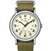 Timex T2N651 Orologio da Polso al Quarzo, Analogico, Unisex, Tessuto, Beige/Verde