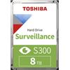 Toshiba S300 Surveillance disco rigido interno 8 TB 7200 Giri/min 256 MB 3.5" Serial ATA III