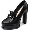 QUEEN HELENA Mocassini con Tacco Alto Eleganti con Plateau Donna K3246 (Nero, Numeric_40)