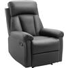 HOMCOM Poltrona Reclinabile Imbottita Ergonomica con Poggiapiedi in Similpelle, Poltrona Relax Manuale, 80x97x107cm, Nero | Aosom Italy