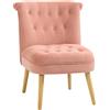 HOMCOM Sedia Moderna per Soggiorno, Camera da Letto e Sala da Pranzo con Seduta Imbottita, Gambe in Legno e Tessuto Vellutato, 60x66x79 cm, Rosa