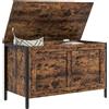 HOMCOM Cassapanca in Legno da 95L Stile Industriale con Coperchio e Cerniera di Sicurezza, 80x40x49cm, Marrone