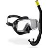 CRESSI Sirena & Island 2.0 Black/Black - Snorkeling Combo Set Maschera Sirena + Aeratore Island 2.0, Nero/Nero, Taglia Unica, Unisex