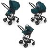 Foppapedretti Trio Up3 I-Size, Sistema Modulare Combinato per Bambini, Navicella Passeggino e Seggiolino auto I-Size, Comodo e Leggero, Maniglione e Poggiagambe Regolabili, conforme ECE R129, Foresta