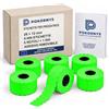 Pokornys - Etichette per prezzatrice 26 x 12 mm, 9000 pezzi, 6 rotoli da 1.500, verde fluorescente, adesivo rimovibile, 1 riga, per METO Classic S, Blitz C6/C8/C10 e SATO Kendo 26