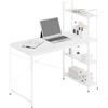 WOLTU Scrivania da Ufficio, Scrivania con Libreria a 4 Ripiani, Scrivania per PC Computer, Tavolo da Lavoro, Scrivania per Studio, in Legno e Acciaio, Bianco + Bianco, 120x64x120cm, TSB01ws