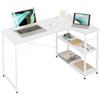 WOLTU Scrivania con Libreria a 2 Ripiani, Scrivania Angolare, Scrivania da Ufficio a L, Tavolo PC Computer per Studio, Dormitorio, in Legno e Acciaio, Bianco+Bianco, 120x74x71,5cm, TSB06ws