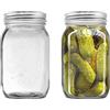 YUEYEE Mason Jar 1L,Barattoli di Vetro con Coperchio Barattoli per la Fermentazione,l'inscatolamento di Sottaceti,Cetrioli,Pomodori per Conservare Pasta,Biscotti,Noci,Caramelle e Fagioli,Confezione da 2