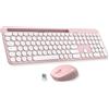 LeadsaiL Set tastiera e mouse wireless, tastiera ergonomica USB per computer e mouse wireless silenzioso, sottile QWERTY UK layout tastiera per Windows Laptop PC desktop/Mac OS-rosa