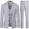 Allthemen Abito da Uomo Elastico 3 Pezzi Completo da Uomo Tinta Unita con Due Bottoni Slim Fit Formale Blazer Pantaloni Gilet Blu 3XL