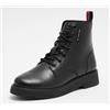 Tommy Jeans Donna Stivali Mezza Gamba Lace Up Flat Boot con Lacci, Nero (Black), 37