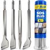 S&R Set di 4 Scalpelli SDS-Plus per Piastrelle Tracce Muro Muratura Calcestruzzo Pietra per Trapano Bosch Makita Metabo Dewalt e altre marche