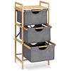 Navaris Mobiletto Bagno 3X Cesto Portabiancheria - Toilette Organizer 96x44x33cm in Legno bambù - Scaffale Portaoggetti con Cesti Porta Biancheria