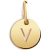 SINGULARU - Mini Medallion Letter. Pendente Iniziale in Argento Sterling 925 con Finitura Placcata Oro 18Kt. Combinabile con Collana. Gioielli da Donna. Lettera V