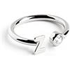 SINGULARU - Anello Personalizzato Letter Spark. Regolabile. Argento Sterling 925 con Finitura Placcata Rodio. Taglia Unica. Gioielli da Donna. Lettera Z