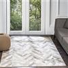 Livabliss Abisko Tappeto Salotto Moderno per Casa, Sala da Pranzo e Cucina Tappeto Geometrico Astratti Neutri Aztechi Stile Boho, leggera da Pulire, Ampio 120x170cm, Bianco e Argento