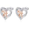 INFUSEU Orecchini Lettera, Argento Sterling 925 Orecchino Iniziale Lobo Iniziali Cuore Lettera A-Z Nome Iniziali Dell'alfabeto Gioielli Personalizzati Regali per Donne Ragazze