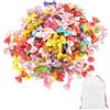 DHSBGWSX 100 corde per capelli con fiocco, 1 borsa portaoggetti, accessori per capelli di animali, elastici creativi per cani, elastici per animali domestici, accessori per copricapo per gatti