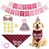 lasuroa Forniture per Feste di Compleanno per Cani, Striscioni di Buon Compleanno Cappello per Cani Bandana Papillon Adesivi con Numeri Dorati Dog Birthday Party Supplies (rosa)