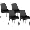 HOMCOM Set 4 Sedie da Pranzo Imbottite, Ergonomiche e Trapuntate a Diamante, in Pelle PU e Acciaio, 49x60x89 cm, Nero