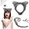 GAROMIA Lupo di Peluche con Orecchio e Coda Gioco di Ruolo Animale Set Accessori per Costumi per Bambini Adult Feste di Halloween cosplay