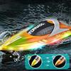 OBEST motoscafo telecomandato per bambini 2.4GHz,RC Barca con luci 2 batterie Ricaricabile,barche telecomandate per bambini dai 6 7 8 9 10,Barca giocattoli regali per bambini mare,RC Boat