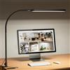 SKYLEO Lampada da Scrivania, Lampada Scrivania LED 1300LM - Collo di Cigno Flessibile - 5 Modalità Colore x 11 Livelli di Luminosità - Funzione Timer e Memoria - 12W Lampada con Pinza - Nera