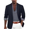 liaddkv Sakko - Giacca da uomo casual, slim fit, sportiva, estiva, leggera, per il tempo libero, in tinta unita, elegante, casual, per il tempo libero, per feste di nozze, Blu marino, S