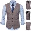 LJHH Gilet Uomo Senza Maniche Scollo A V Doppiopetto Slim Fit Elegante Matrimonio Panciotto Gilet da Abito da Uomo in Cotone Scozzese Formale da Cerimonia Nuziale da Uomo Moda Abiti