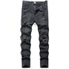 WOXIHUAN Jeans da Uomo Casual Y2k Slim Fit Pantaloni alla Moda con Tasche con Cerniera - Skinny Strappati Neri