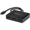 StarTech.com Adattatore multi monitor USB-C a 3 porte, hub da USB Tipo C a 3x DisplayPort 1.2 MST, triplo estensore/splitter per laptop DP 1080p 30Hz, cavo integrato 30cm, Solo Windows (MSTCDP123DP)
