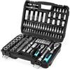 DURATECH Set di Chiavi a Bussola 108 Pezzi, 1/2 e 1/4, Cricchetto a 72 Denti, Cr-V, con Scatola, Include Cacciavite e Punte, Ideale per Riparazioni e Lavori Meccanic