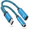 HitTid Adattatore da USB C a jack e ricarica, 2 in 1 USB C a jack da 3,5 mm, adattatore per cuffie di tipo C, ricarica rapida audio, adattatore per Samsung Galaxy S25, S24, S23, S22, A16, A56, A55, A36, A15