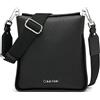 Calvin Klein Borsa a Tracolla Piccola Fay North/South Donna, Nero/Argento, Taglia Unica