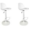HOME DECO FACTORY HD6216 - Set di 2 sgabelli da bar Isak, bianco, in PU, tipo plastica, 38 x 41,5 x 104 cm, colore: Bianco