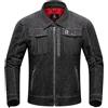 BORLENI Giacca Moto Uomo Denim con Protezioni CE Rimovibile Giacca da Motociclista Antivento per Primavera Autunno Nero XL
