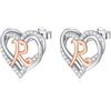 INFUSEU Orecchini Lettera, Argento Sterling 925 Orecchino Iniziale Lobo Iniziali Cuore Lettera A-Z Nome Iniziali Dell'alfabeto Gioielli Personalizzati Regali per Donne Ragazze