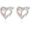 INFUSEU Orecchini Lettera, Argento Sterling 925 Orecchino Iniziale Lobo Iniziali Cuore Lettera A-Z Nome Iniziali Dell'alfabeto Gioielli Personalizzati Regali per Donne Ragazze