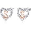 INFUSEU Orecchini Lettera, Argento Sterling 925 Orecchino Iniziale Lobo Iniziali Cuore Lettera A-Z Nome Iniziali Dell'alfabeto Gioielli Personalizzati Regali per Donne Ragazze