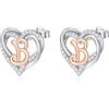 INFUSEU Orecchini Lettera, Argento Sterling 925 Orecchino Iniziale Lobo Iniziali Cuore Lettera A-Z Nome Iniziali Dell'alfabeto Gioielli Personalizzati Regali per Donne Ragazze