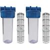 WK Contenitore Filtro 10 3/4 Tipo 3 Pezzi Staffabili con Cartuccia in Nylon lavabile e riutilizzabile 10 - Made in Italy - Struttura Robusta e Versatile per Filtrazione dell'Acqua (Confezione da 2)