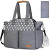 Lekebaby Borsa Fasciatoio Neonato Bambini per Passeggino, Impermeabile Multifunzionale Borsas Mamma Neonato con Fasciatoio Portatile e Ganci Passeggini Adatta per Viaggi/Shopping, Grigio